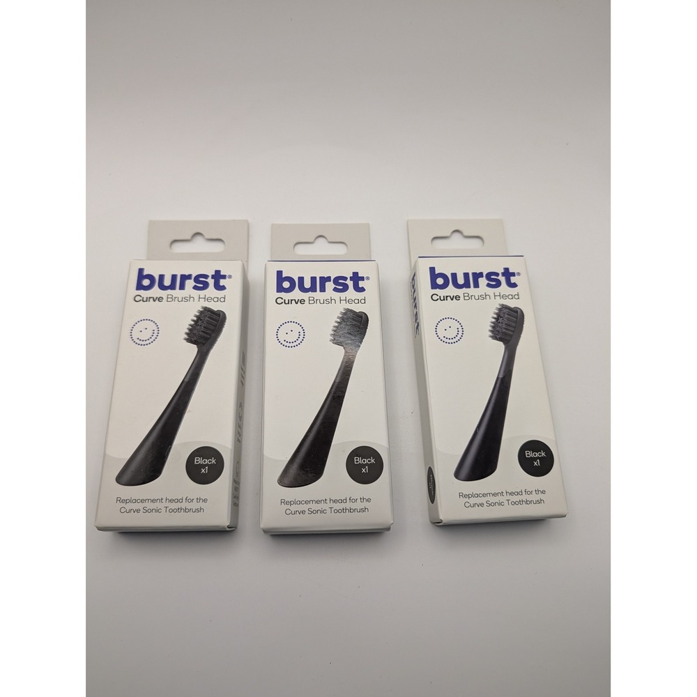 3 Packs Burst Curve Sonic Toothbrush Replacement Heads Black Super Soft Bristles
